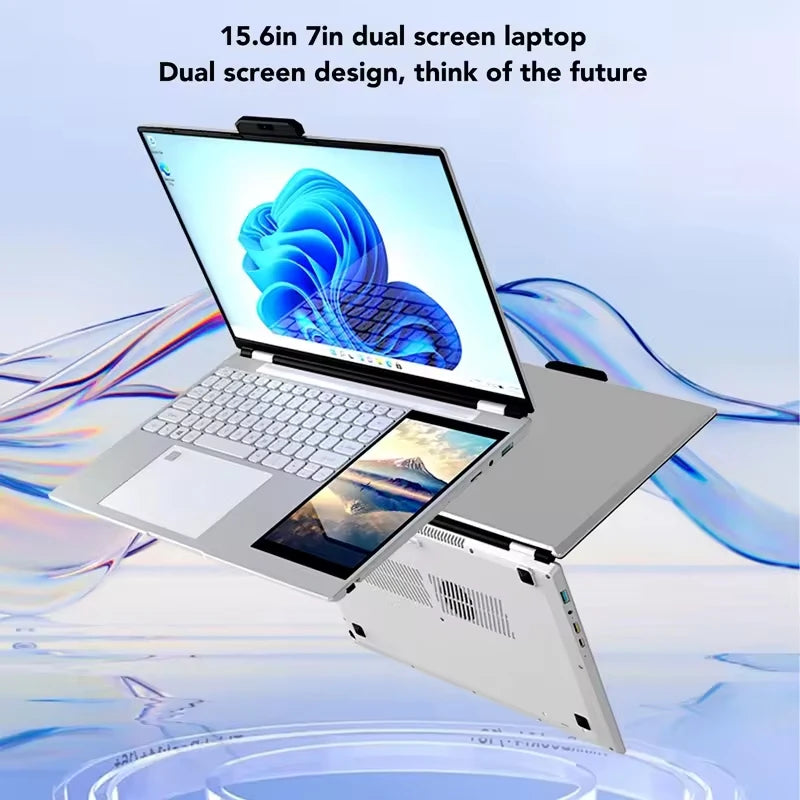 DUAL-PRO Laptop: 15.6" Dual Screen Business Notebook | Intel N100, 16GB RAM, 1TB SSD"